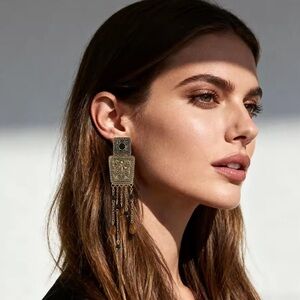Vintage-Inspired Long Tassel Drop Earrings